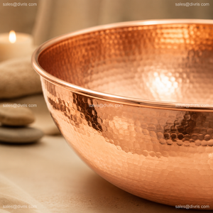 Bol de pédicure rond en cuivre martelé, fait main, pour les salons, les centres de bien-être et les hôtels - Product Image 5