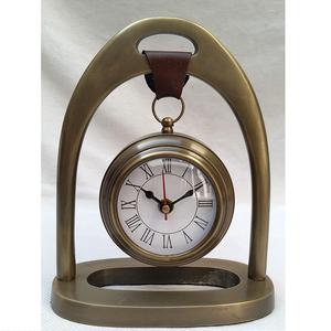 Reloj decorativo de mesa de aluminio y Metal de alta calidad con soporte, artesanías indias antiguas marrones, fabricante directo exportador - Product Image 1