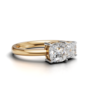 IGI Certified Lab Grown Diamond Toi Et Moi <b>Ring</b> 18K Yellow / White & Rose Gold Cushion Shape Engagement <b>Ring</b> for Women - Product Image 4