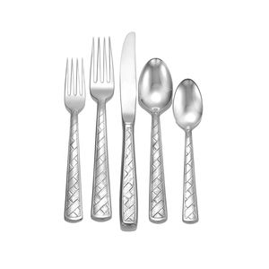 Ensemble de couverts de qualité supérieure avec manche gravé, cuillère, couteau, fourchette, couleur argent, vaisselle d'hôtel, couverts simples, ustensiles de table - Product Image 1