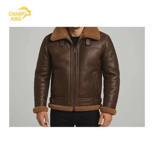 แจ็คเก็ตหนังแท้สำหรับผู้ชาย ทำจากหนังวัวแท้ พร้อมขนเฟอร์เทียมที่ปกเสื้อ รุ่นปี 2025 - Product Image 1