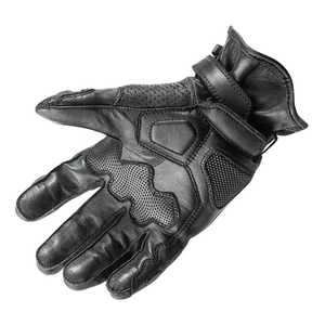 Men's Genuine Leather Summer Gloves Full Leather Air Vent Short Cuff for Motorbike & Auto Racing Custom Team Name Printed Black - Product Image 6
