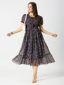 Atractivo vestido de fiesta de moda Georgette impreso largo Maxi vestido compras en línea India a la tarifa más baja - Product Image 3