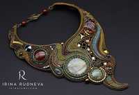Collier demi-perles demi-chaîne Blossom Craft India, style bohème, avec perles brodées, breloques arc-en-ciel et perles de rocaille pastel, pour usage quotidien, en verre