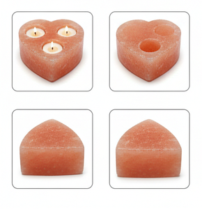 Porte-bougie chauffe-plat en sel de l'Himalaya en forme de cœur, 3 trous, en cristal rose naturel, support votif pour mariage et décoration intérieure - Product Image 4