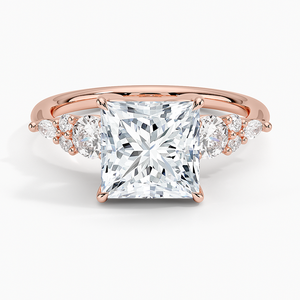 Bagues de fiançailles en diamant taille princesse, style Art Déco vintage, or jaune 14 carats, bagues de mariée tendance cette saison - Product Image 3