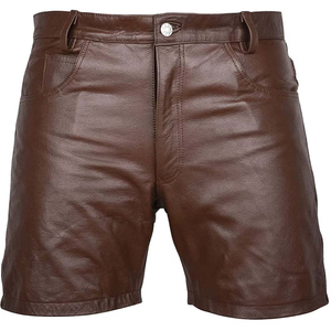 Short en cuir véritable pour hommes, longueur genou, multicolore, vente en gros de vêtements d'été taille haute, cordon de serrage, décoration à glissière - Product Image 6