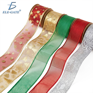 Nastro in tessuto plastico trasparente lucido da 2,7 metri con motivi festivi - Rosso, Argento, Verde e Oro - Product Image 6