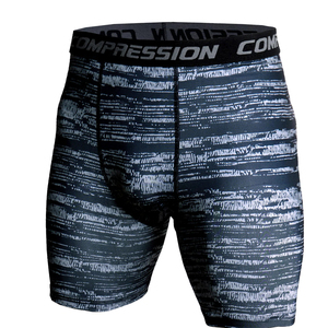 80% poliéster 20% Spandex pantalones cortos de compresión para hombres estampado de sublimación personalizado secado rápido transpirable gimnasio Fitness entrenamiento medio sólido - Product Image 6