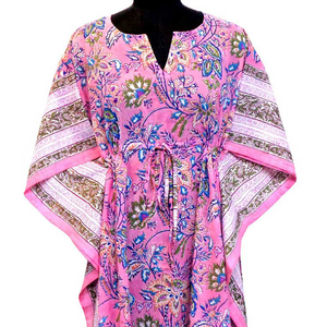 Caftan indien en voile de coton doux imprimé bloc à la main de taille longue confortable de luxe vêtements de nuit à vendre produits les plus vendus - Product Image 3