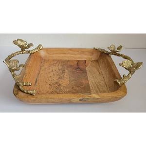 Nouveau plateau de service en bois avec poignées en métal florissantes Qualité incroyable au prix de gros - Product Image 4