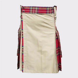 Kilt utilitaire hybride kaki pour homme avec poches cargo, motif tartan Royal Stewart, collection 2026 - Product Image 1