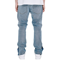 Jeans en denim délavé de style décontracté OEM, avec logo personnalisé, en tissus populaires pour les commandes en gros