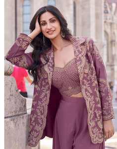 Traje de Tres Piezas con Chaqueta y Sharara, Tela Suave y Cómoda, Perfecto para Celebraciones - Product Image 3