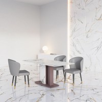 Table à manger rectangulaire contemporaine en marbre Bordeaux 6 places – Design stable pour mobilier de maison