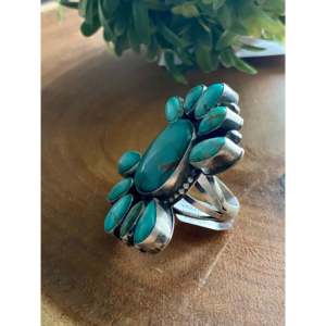 Anillo Bohemio de Moda Reginald Yazzie Kingman con Turquesa y Plata de Ley, Talla 9, Regalo Perfecto, Joyería - Product Image 4