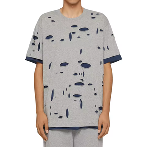 Oversized Distress Heavyweight 100% Cotton Men's t Shirts Distressed Men T Shirt - Product Image 4