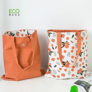 กระเป๋าผ้าใบผ้าฝ้ายสองด้านลายตัวอักษรน่ารักทันสมัยปรับแต่งได้ขนาดกลางเป็นมิตรกับสิ่งแวดล้อมใช้ซ้ำได้ - Product Image 6