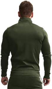 Ensemble de survêtements de jogging d'hiver en velours unisexe à fermeture éclair coupe ajustée avec logo personnalisé survêtement cargo respirant imprimé brodé pour hommes - Product Image 2