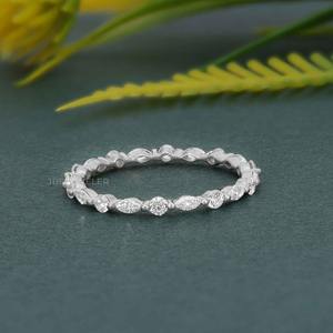 Elegante IGI certificado VVS alternativa Marquesa laboratorio crecido diamante 14K oro sólido boda banda anillo de gama alta moda mujer joyería - Product Image 2