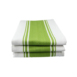 Juego de Toallas de Cocina Desechables de Algodón a Rayas, Secado Rápido, Verde y Blanco, Tejidas, Rectangulares, para Adultos - Product Image 1