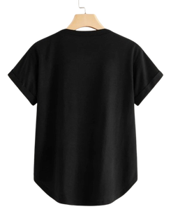 Camiseta en blanco de gran tamaño personalizada de alta calidad para mujer con detalle de bolsillo y dobladillo Curvo - Product Image 2