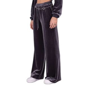 <b>Women</b> Tall Girls Y2K Velour Sweatpants, Custom Logo High Waist Drawstring Wide Leg Loose <b>Velvet</b> <b>Trousers</b> Streetwear Loungewear - Product Image 3