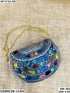 Embragues de noche de mosaico modernos hechos a mano para mujer accesorio artesanal para fiestas y eventos especiales estilo indio - Product Image 2