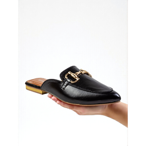 Zapatos de tacón alto negros 907 BK para mujer, zapatos de oficina sin cordones con plantilla de cuero genuino y tendencia de moda acolchada - Product Image 3