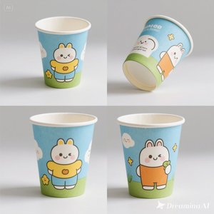 Vaso de papel ecológico 12 oz dibujos animados diseño impreso 100 paquetes desechables y elegantes - Product Image 5