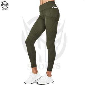 Pantalones de gimnasio de cintura alta a buen precio con bolsillos personalizados, leggings de entrenamiento elásticos en 4 direcciones, leggings de yoga para mujer. - Product Image 6