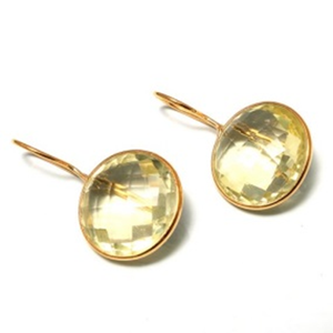 Natural Hydro <b>Lemon</b> Topaz Gemstone Gold Plated Solid 925 Sterling Silver Drop Earrings <b>Women</b> Party Collection - Product Image 2
