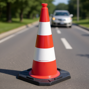 Cône de signalisation BAST testé TL H.500mm avec 2 bandes G.3 20kg 33x33cm, autocollants réfléchissants promotionnels et lumières - Product Image 3