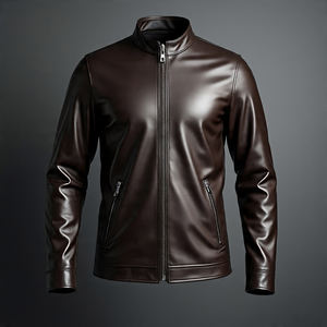 Men's Outerwear Custom Handmade Full Zipper Genuine Leather <b>Shirts</b> | Men Wholesale Fashion Full <b>Zip</b> Sheep Skin Leather <b>Shirt</b> - Product Image 2