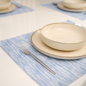 4 Piece 100% Cotton <b>Placemat</b> Set Decorative <b>Blue</b> Table Mats with Stripe Pattern 35x45cm Durable Elegant Dining Table Accessories - Product Image 3