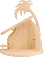 Crèche rustique en bois d'acacia/mangue sculptée à la main, polie, écologique, durable, style ferme, Noël chrétien
