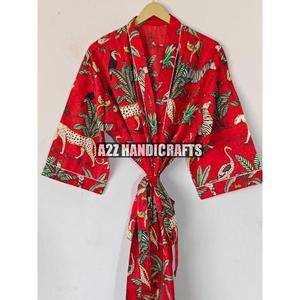 ชุดคลุมสำหรับเพื่อนเจ้าสาวทำจากผ้าฝ้ายสีแดงชุดใส่นอนชุดใส่ชายหาดชุดคลุมอาบน้ำงานแต่งงานสำหรับผู้หญิงผู้ชาย-ของขวัญพิมพ์ลายเสือ - Product Image 2