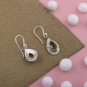 Pendientes colgantes Vintage hechos a mano, joyería de plata de ley 925 Natural, citrino - Product Image 4