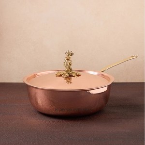 หม้ออุ่นอาหารทำจากทองแดงมีหูจับเครื่องครัวสีทอง - Product Image 4