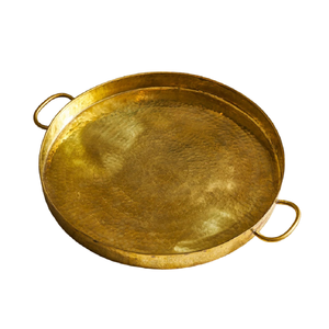 จานทองเหลืองลายศิลปะโบราณหรูหราหรูหราถาดเสิร์ฟอาหารถาดทองเหลืองบริสุทธิ์ถาดเสิร์ฟอาหารในร้านอาหารโลหะปลอดภัย - Product Image 1
