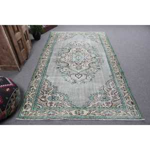 Alfombra Turca Vintage Grande de 5.1x8.9 pies, Alfombra Azul del Suroeste de Estados Unidos de Lana - Product Image 1