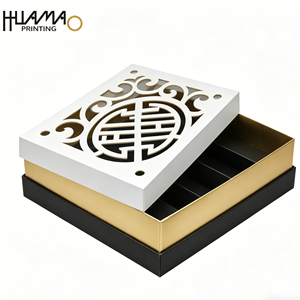 Elegant Black Gold Hollow Out <b>Gift</b> <b>Box</b> with Divider Custom Printed Rigid <b>Box</b> for <b>Wedding</b> Guests <b>Gifts</b> Party Favor - Product Image 3