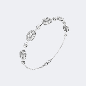 Pulsera de oro con diamantes cultivados en laboratorio de 2.00 quilates, con halo ovalado y conjunto de diamantes en racimo de formas múltiples, para mujer - Product Image 5