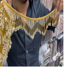 Custom Made with Latkan Attached Machine Embroidered <b>Ribbons</b> & Laces & in Colours for <b>Wedding</b> Dresses - Product Image 1