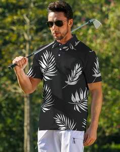 Polos pour hommes fabriqués à partir de tissu à séchage rapide, avec un design extensible de façon décontracté imprimé polos à manches courtes pour hommes - Product Image 4