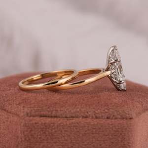 Anillo de compromiso de diamante de corte Marquesa de laboratorio con anillo de boda a juego, Diamante cultivado en laboratorio, juego de boda para mujer, regalos de aniversario. - Product Image 4