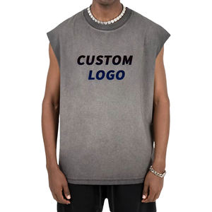 Oferta de Verano: Camisetas sin Mangas para Hombre, Estilo Vintage, Lavadas, 100% Poliéster, Antiarrugas, Personalizables, Lisas, para Fitness - Product Image 1