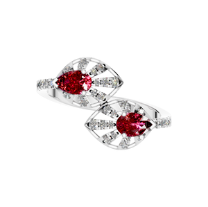 950 platino lujo moda declaración anillo clásico rubí sintético piedra preciosa corte pera joyería fina para mujeres bodas Idea de regalo - Product Image 3