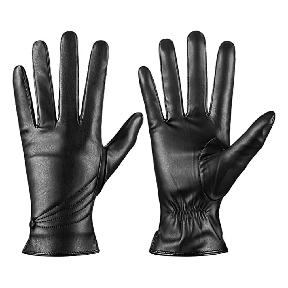 Winter Leather Gloves for Women Warm Touchscreen Driving Texting Cashmere Lined Gloves Customize Size Colors