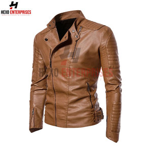 Produit le plus vendu Veste supérieure en cuir Meilleures vestes en cuir minces d'hiver pour hommes Veste en cuir de conception personnalisée - Product Image 5